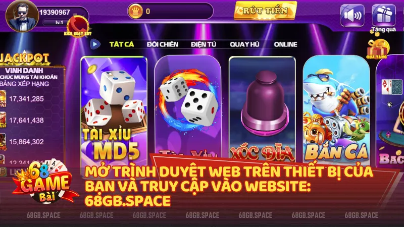 Các bước đăng nhập 68 Game Bài qua trang athenapharma.in